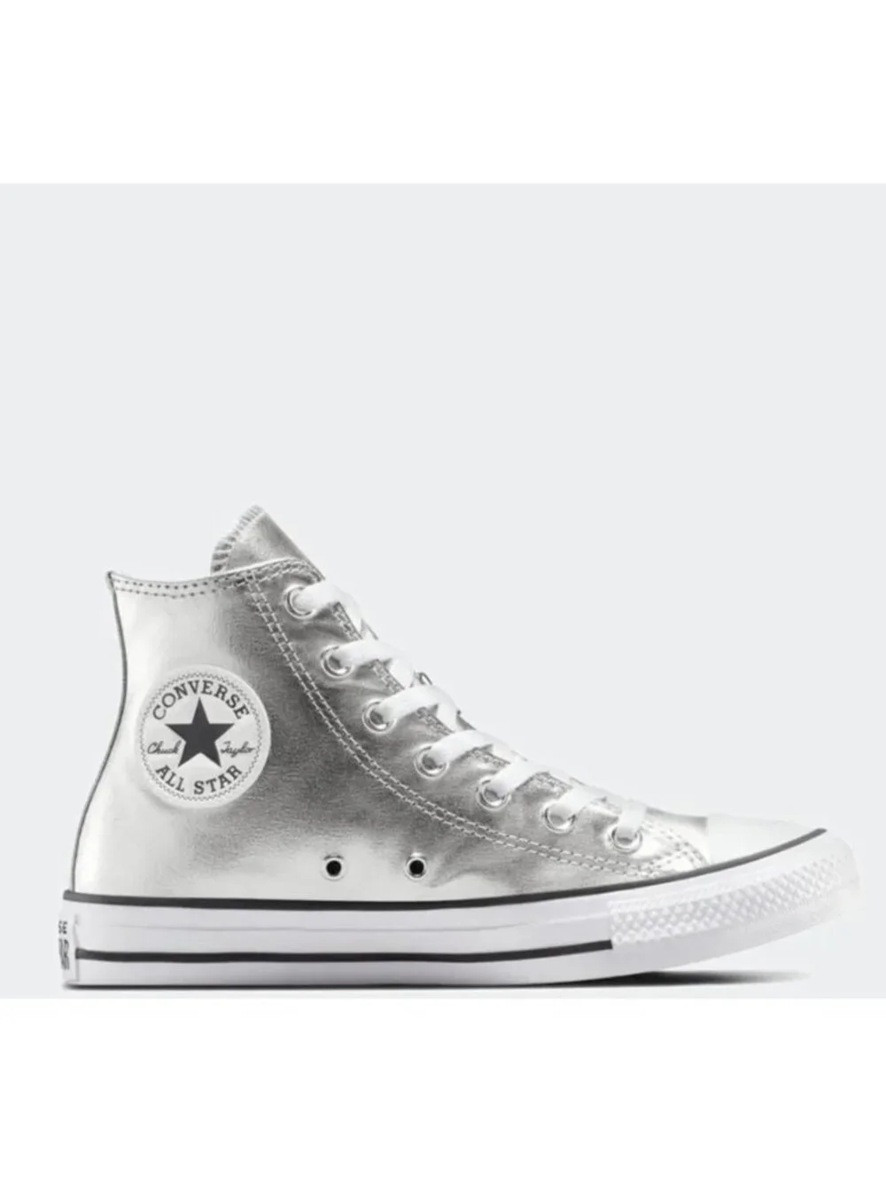 CONVERSE Chuck Taylor ALL STAR HI Metallic Silver A14875C Prom Wmn 9.5 /Mens 7.5